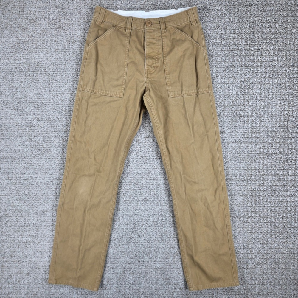 Topo Designs Mens 28x30 Brown Field Pants Button Fly Straight Leg